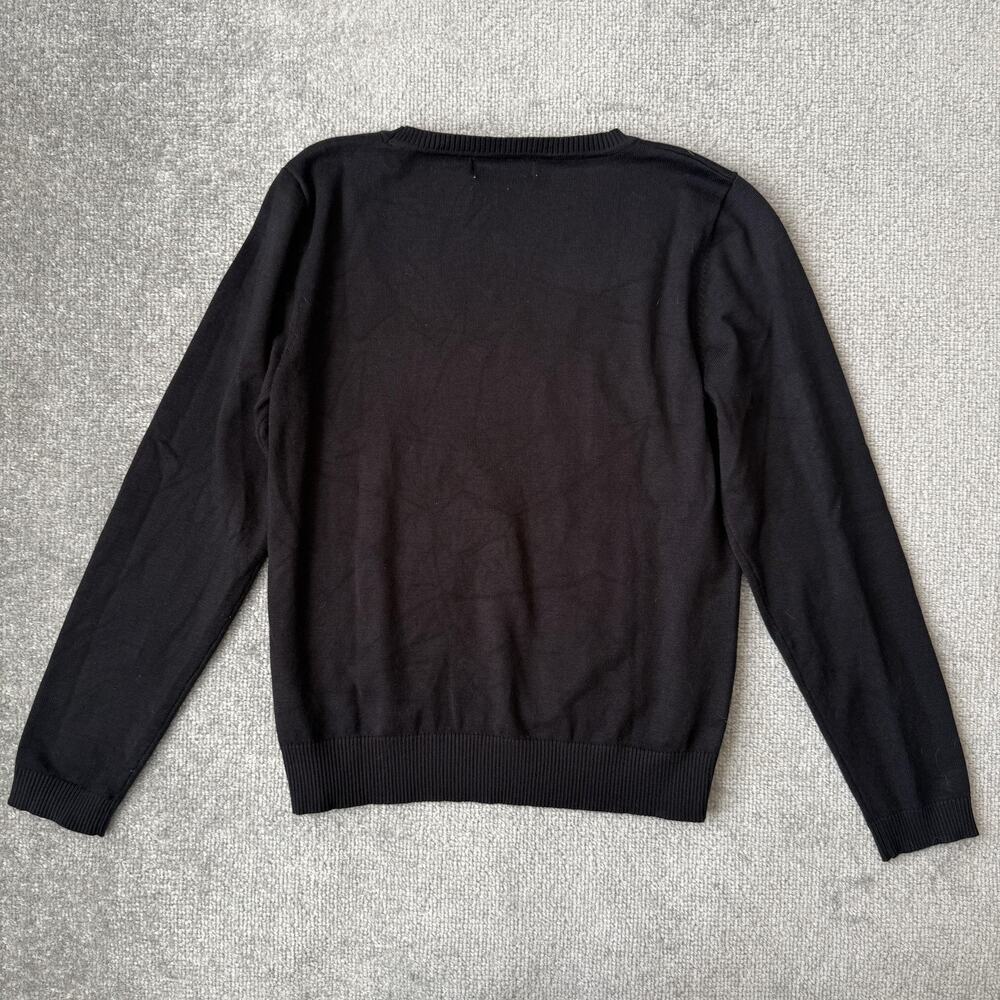 Juicy Couture Sweater Womens Medium Black Crewneck Pullover Logo Spell Out Knit - Picture 7 of 7